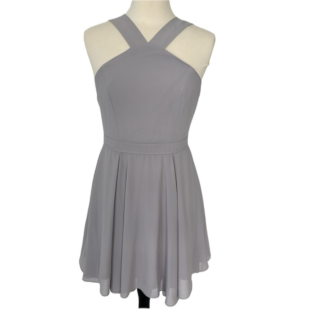 LULUS: Gray Skater Dress - Picture 1 of 8